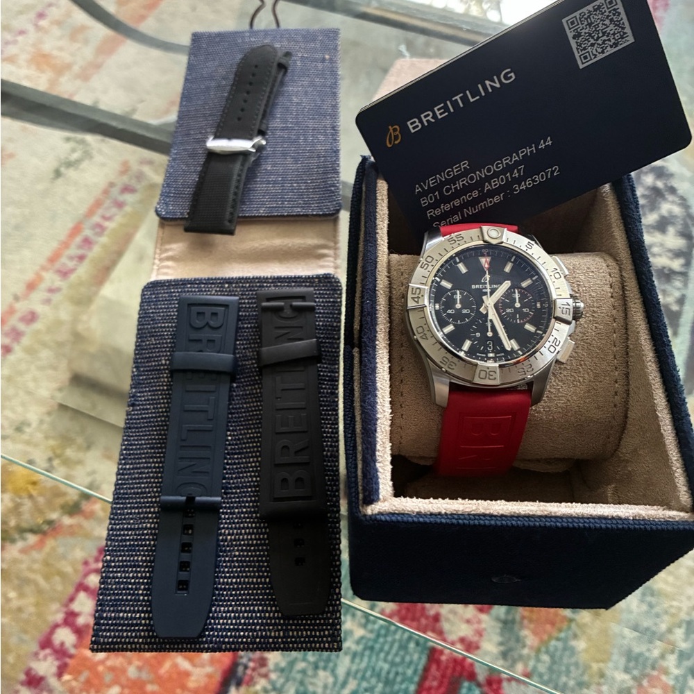 Breitling Avenger Chronograph 44 with Red Strap